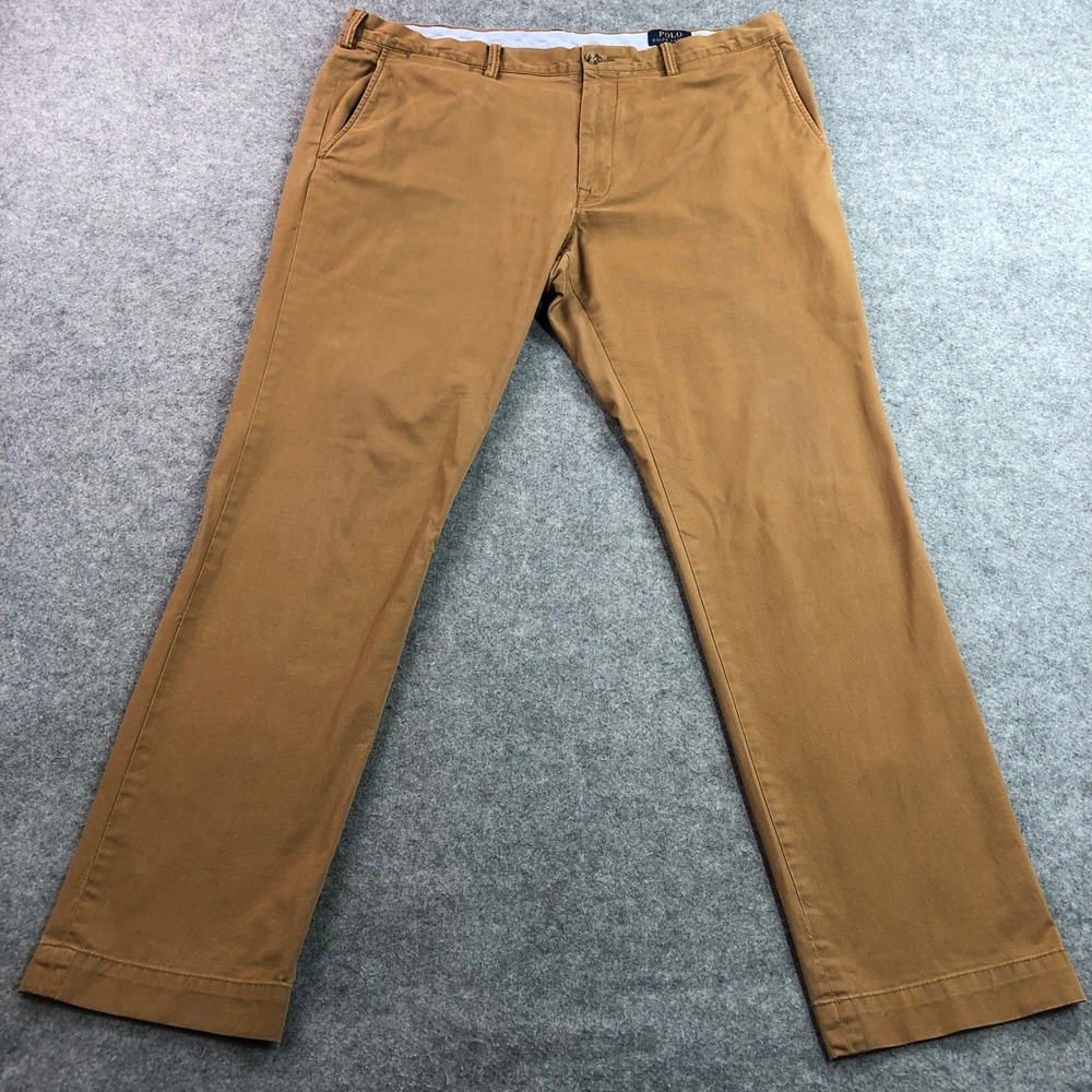 Polo Ralph Lauren Mens Chino Pants 40x32 Brown Stretch Slim Fit Twill